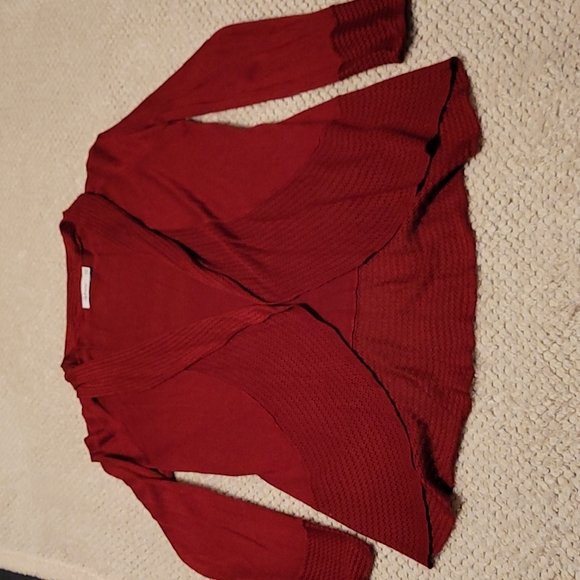 Deep red knit open cardigan - Picture 1 of 3
